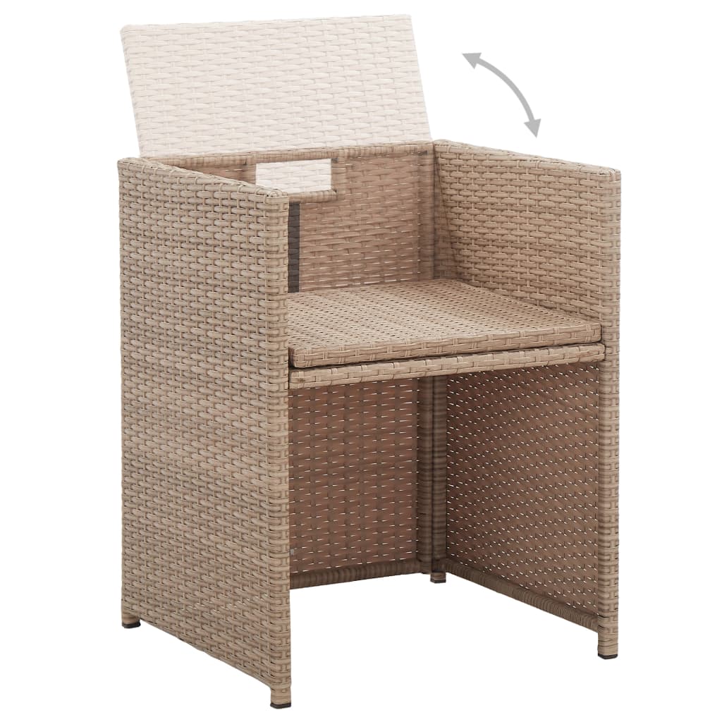 15 részes bézs polyrattan kültéri étkezőszett párnákkal