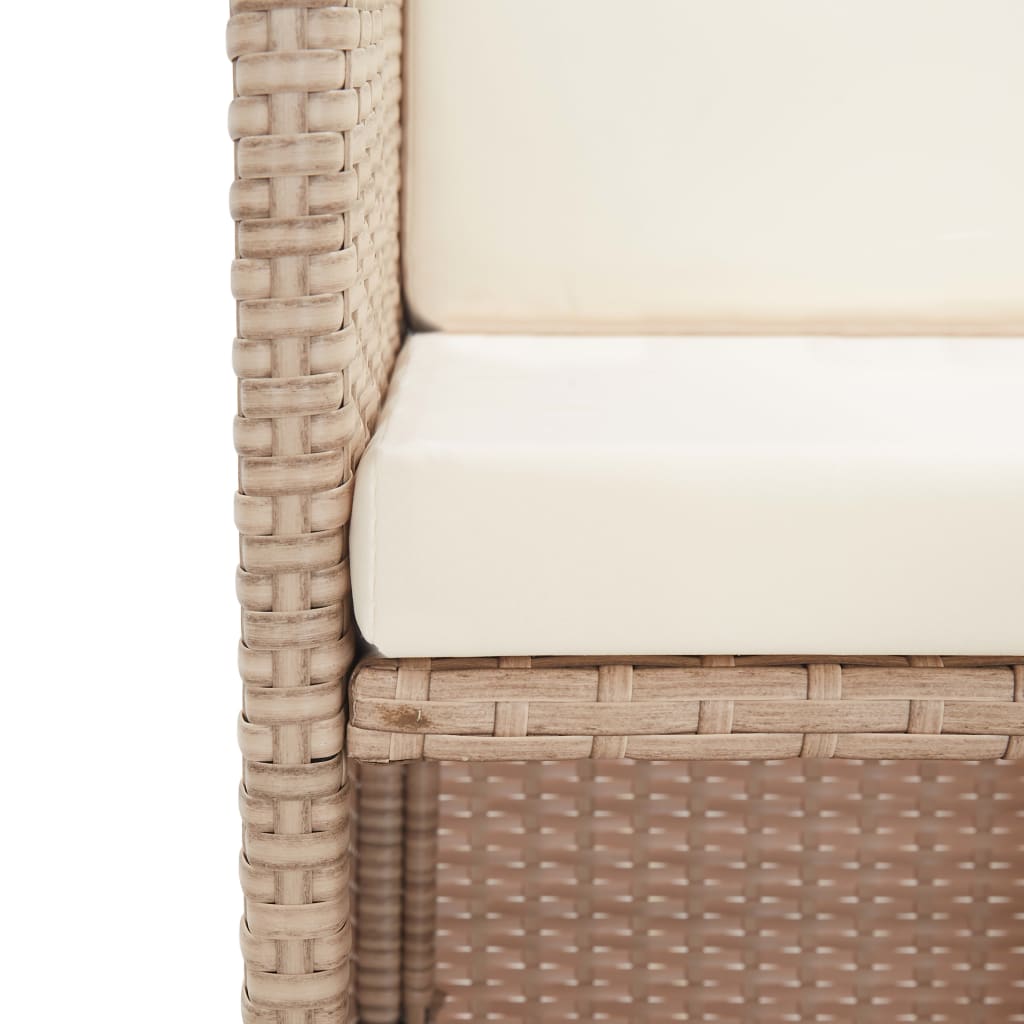 15 részes bézs polyrattan kültéri étkezőszett párnákkal