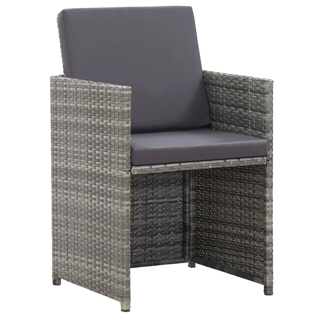 17 részes szürke polyrattan kültéri étkezőgarnitúra párnákkal