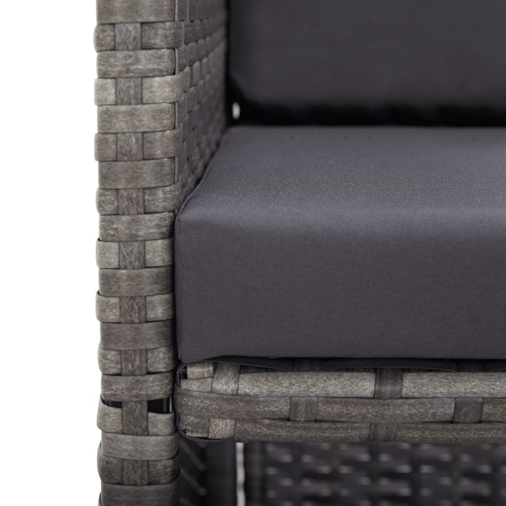 17 részes szürke polyrattan kültéri étkezőgarnitúra párnákkal