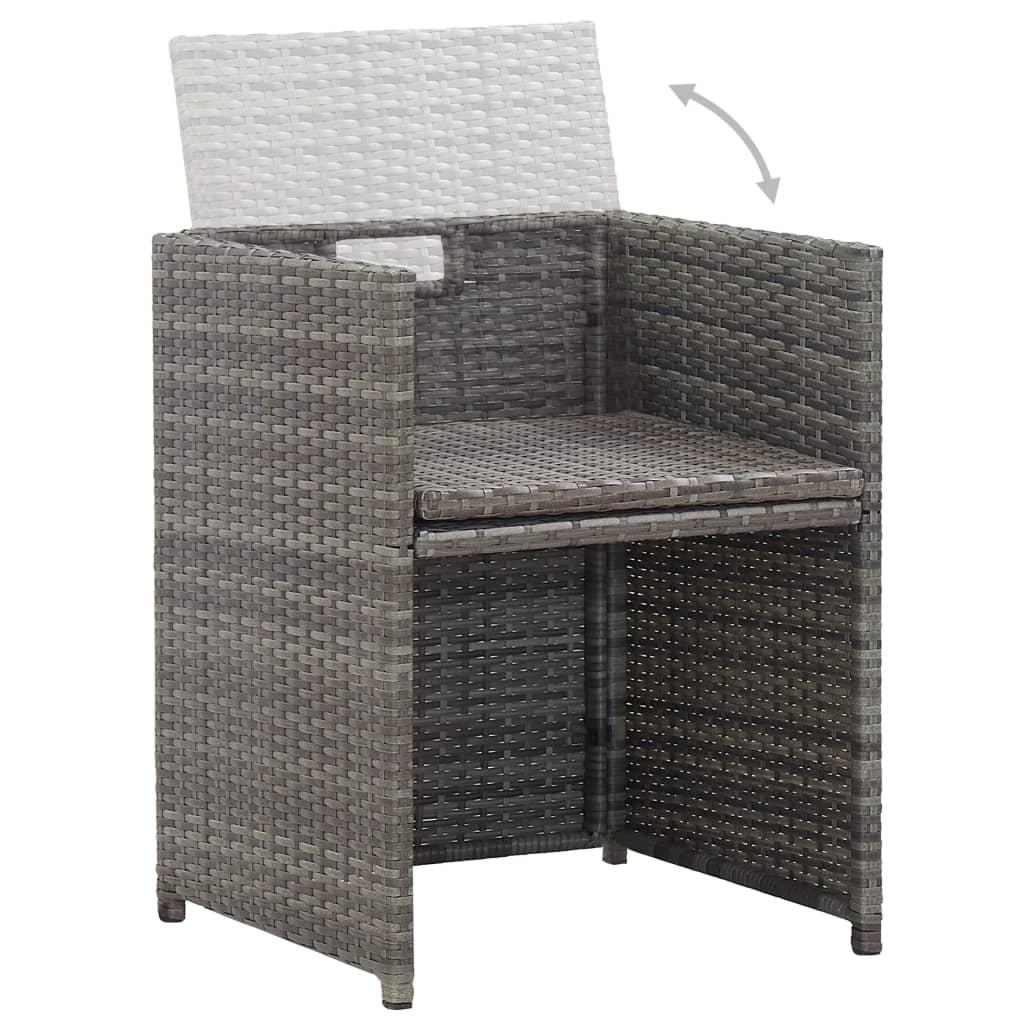 17 részes szürke polyrattan kültéri étkezőgarnitúra párnákkal