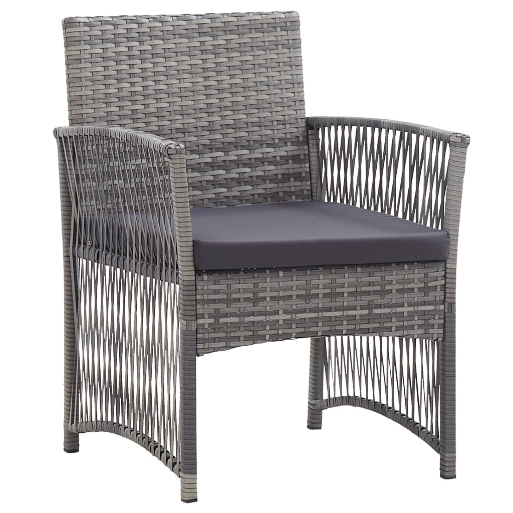 2 db antracitszürke polyrattan kerti fotel párnákkal