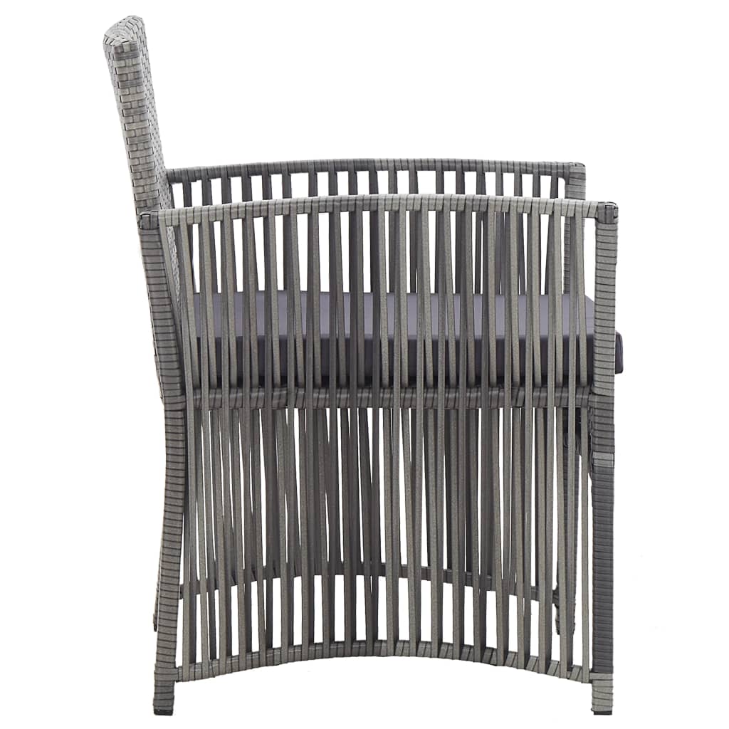 2 db antracitszürke polyrattan kerti fotel párnákkal