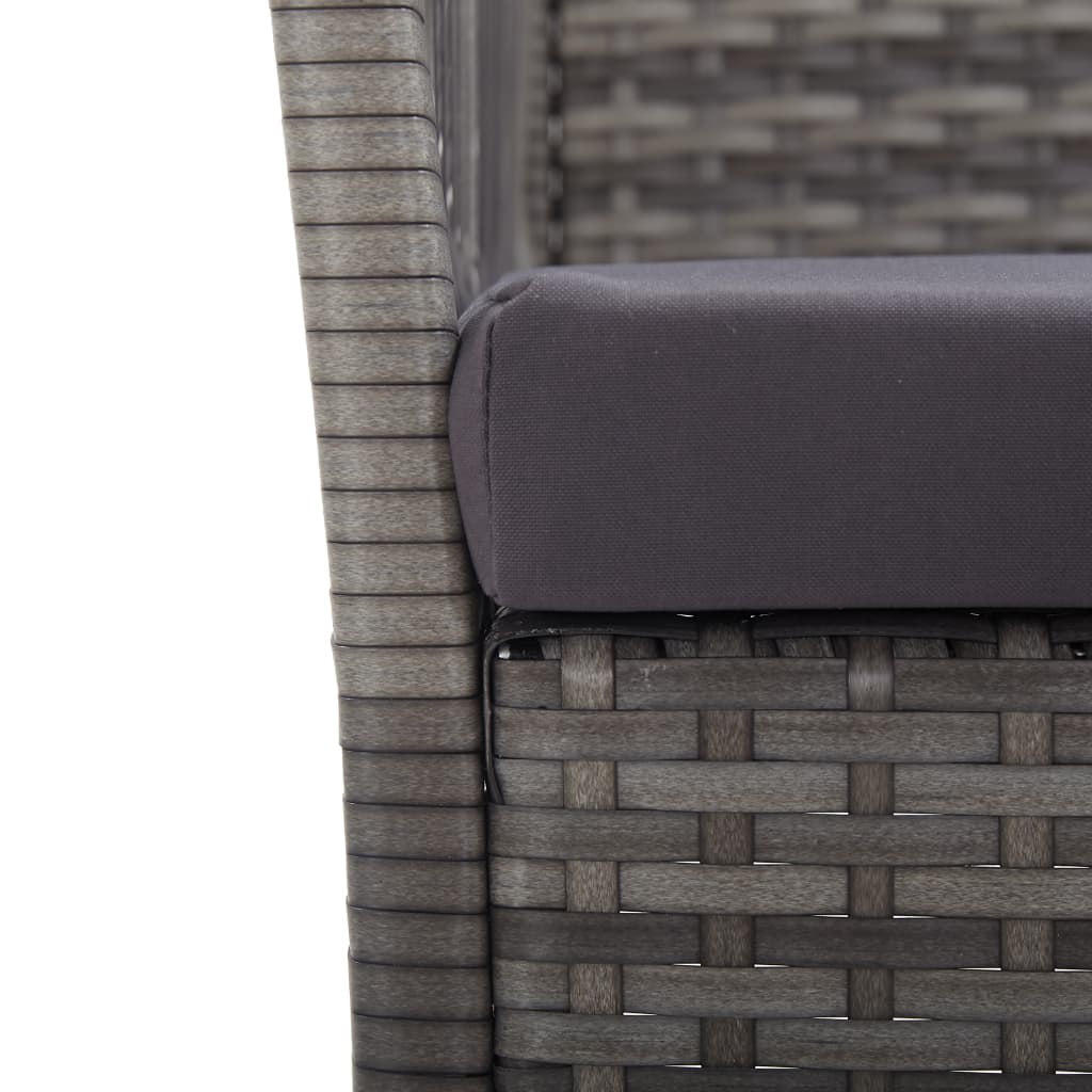 2 db antracitszürke polyrattan kerti fotel párnákkal