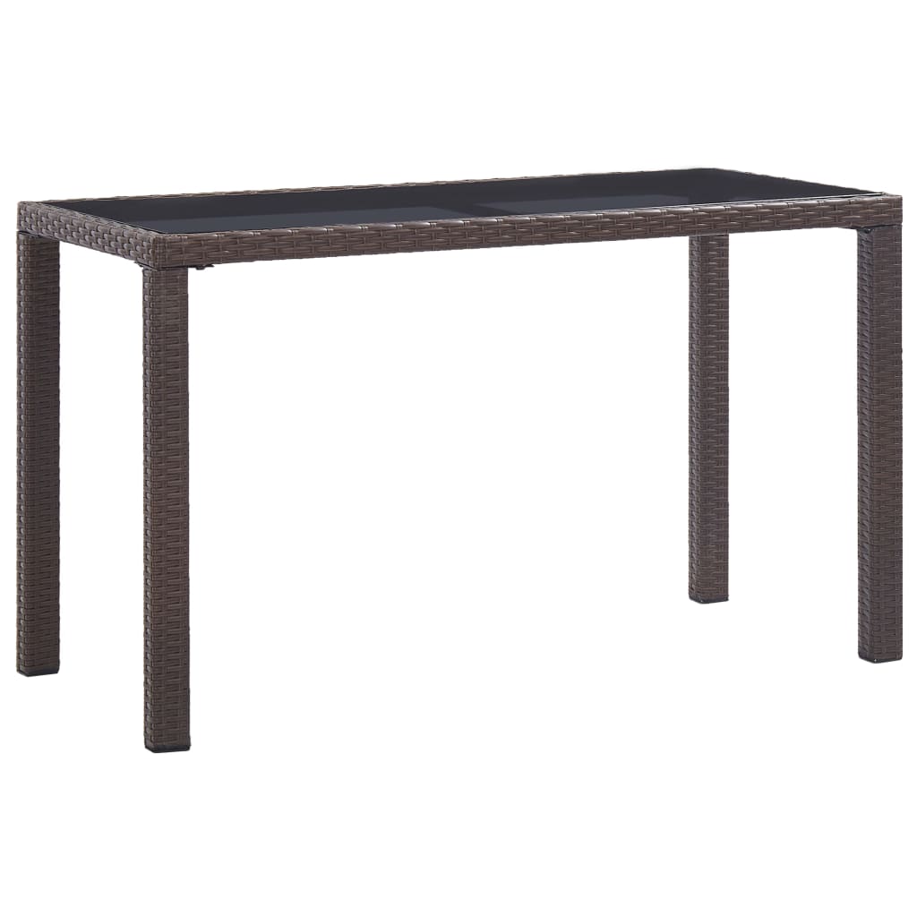 barna polyrattan kerti asztal 123 x 60 x 74 cm