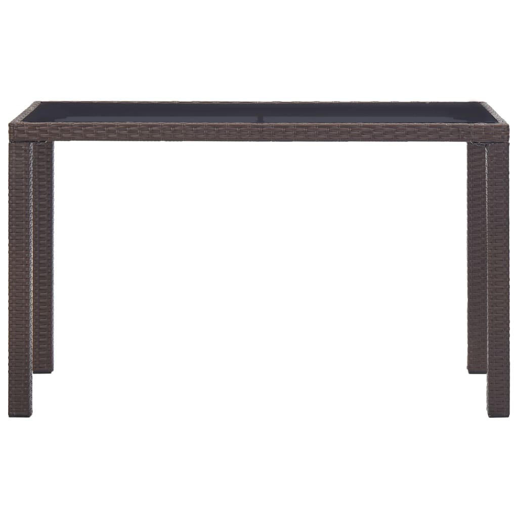 barna polyrattan kerti asztal 123 x 60 x 74 cm