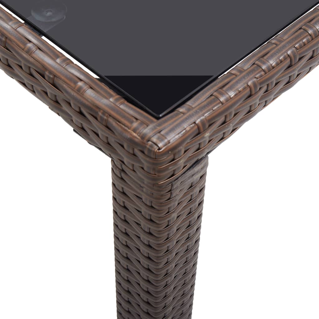barna polyrattan kerti asztal 123 x 60 x 74 cm