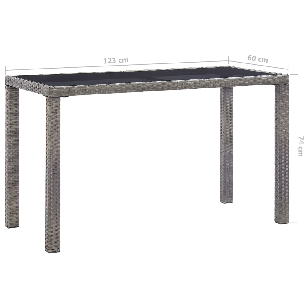 antracitszürke polyrattan kerti asztal 123 x 60 x 74 cm