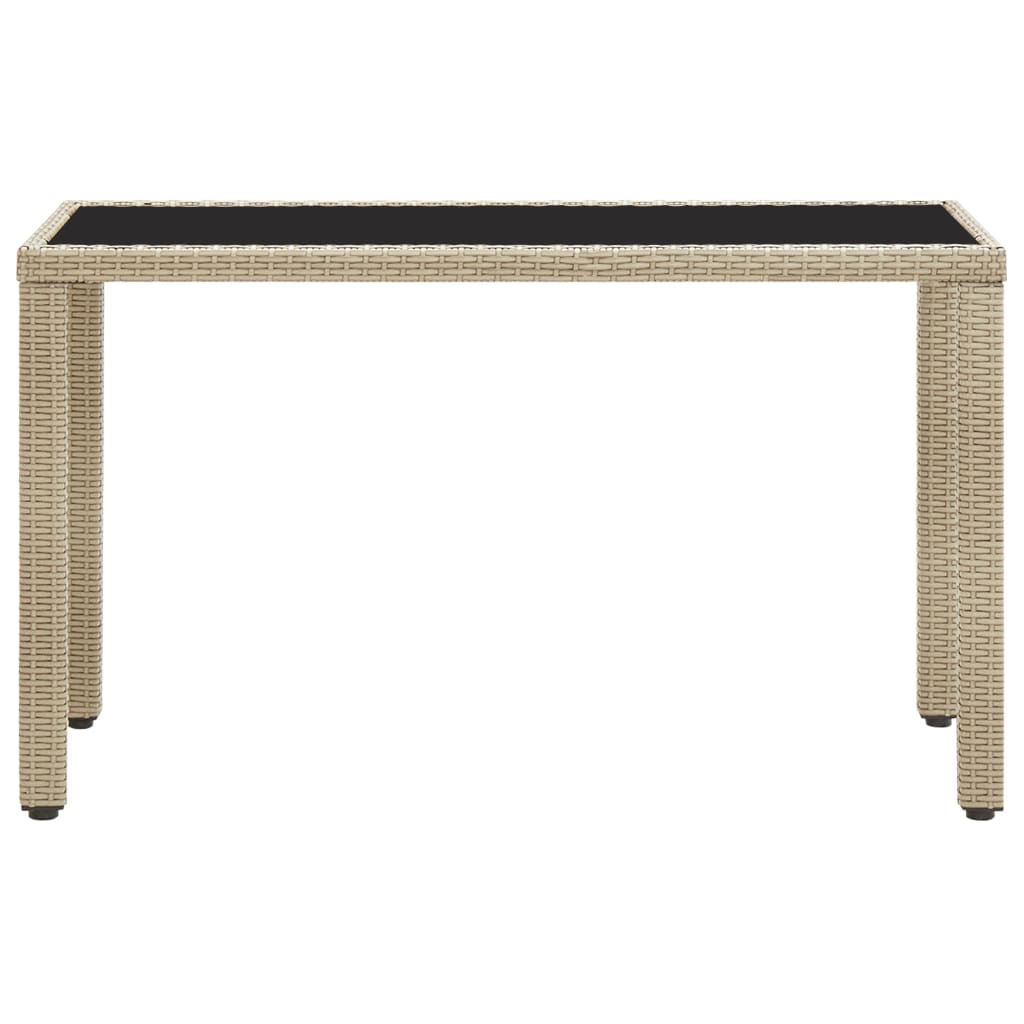 bézs polyrattan kerti asztal 123 x 60 x 74 cm