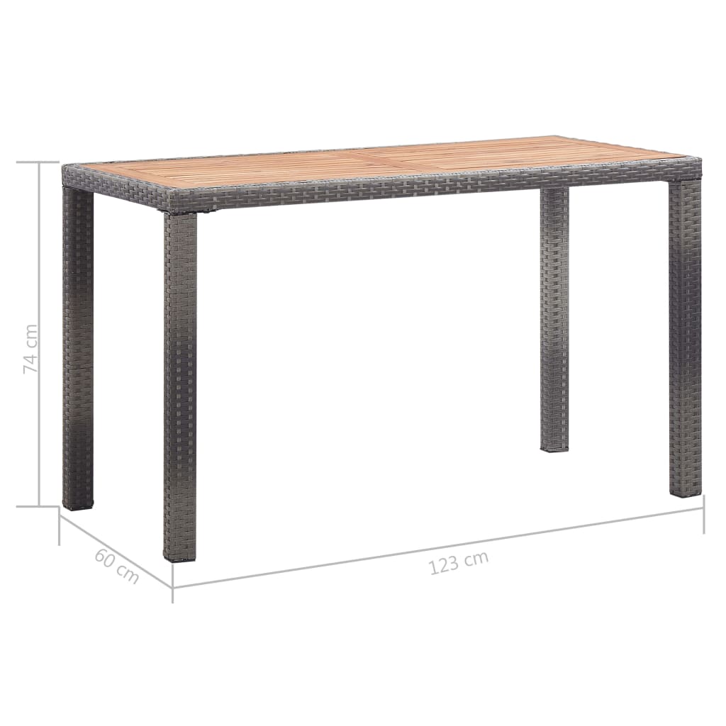 antracitszürke és barna akácfa kerti asztal 123 x 60 x 74 cm