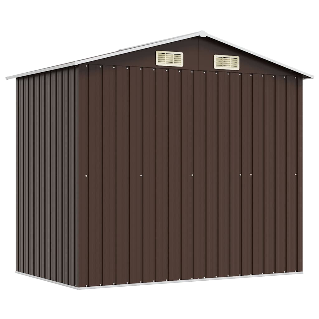 barna acél kerti fészer 204 x 132 x 186 cm