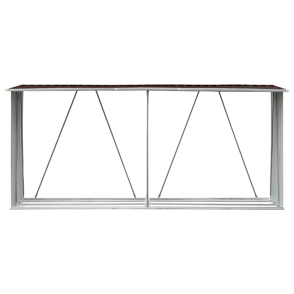 barna horganyzott acél kerti tűzifatároló 330 x 84 x 152 cm