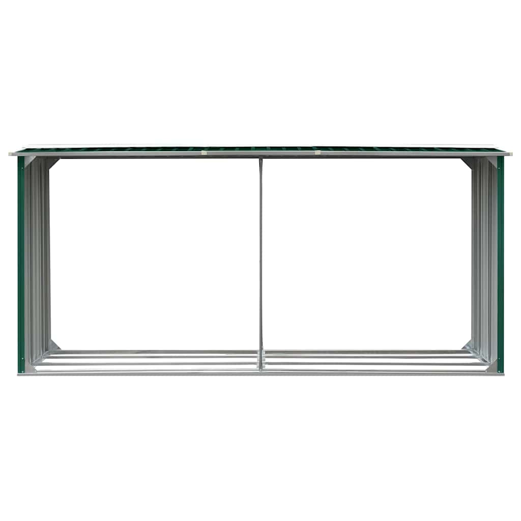 zöld horganyzott acél kerti tűzifatároló 330 x 92 x 153 cm