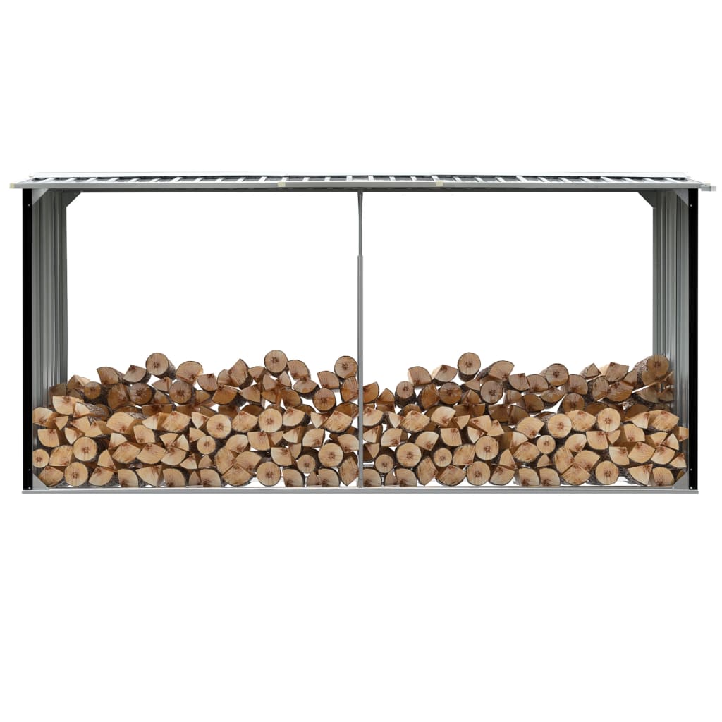 antracitszürke horganyzott acél tűzifatároló 330 x 92 x 153 cm