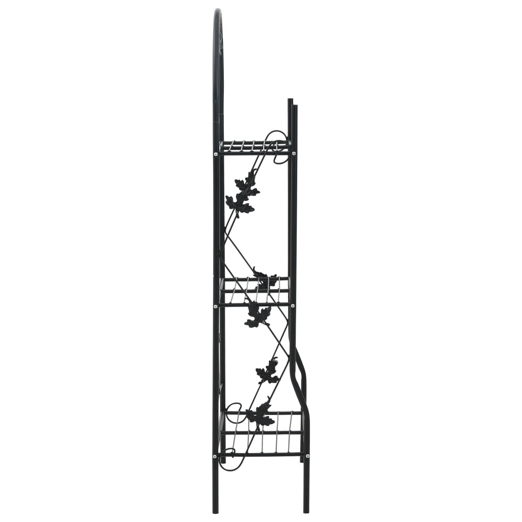 háromszintes fekete vas virágtartó állvány 52 x 28 x 128 cm