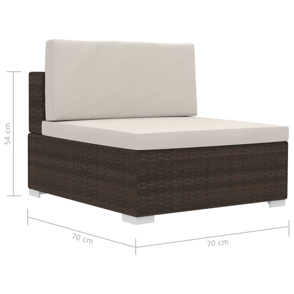 3 részes barna polyrattan kerti kanapészett párnákkal