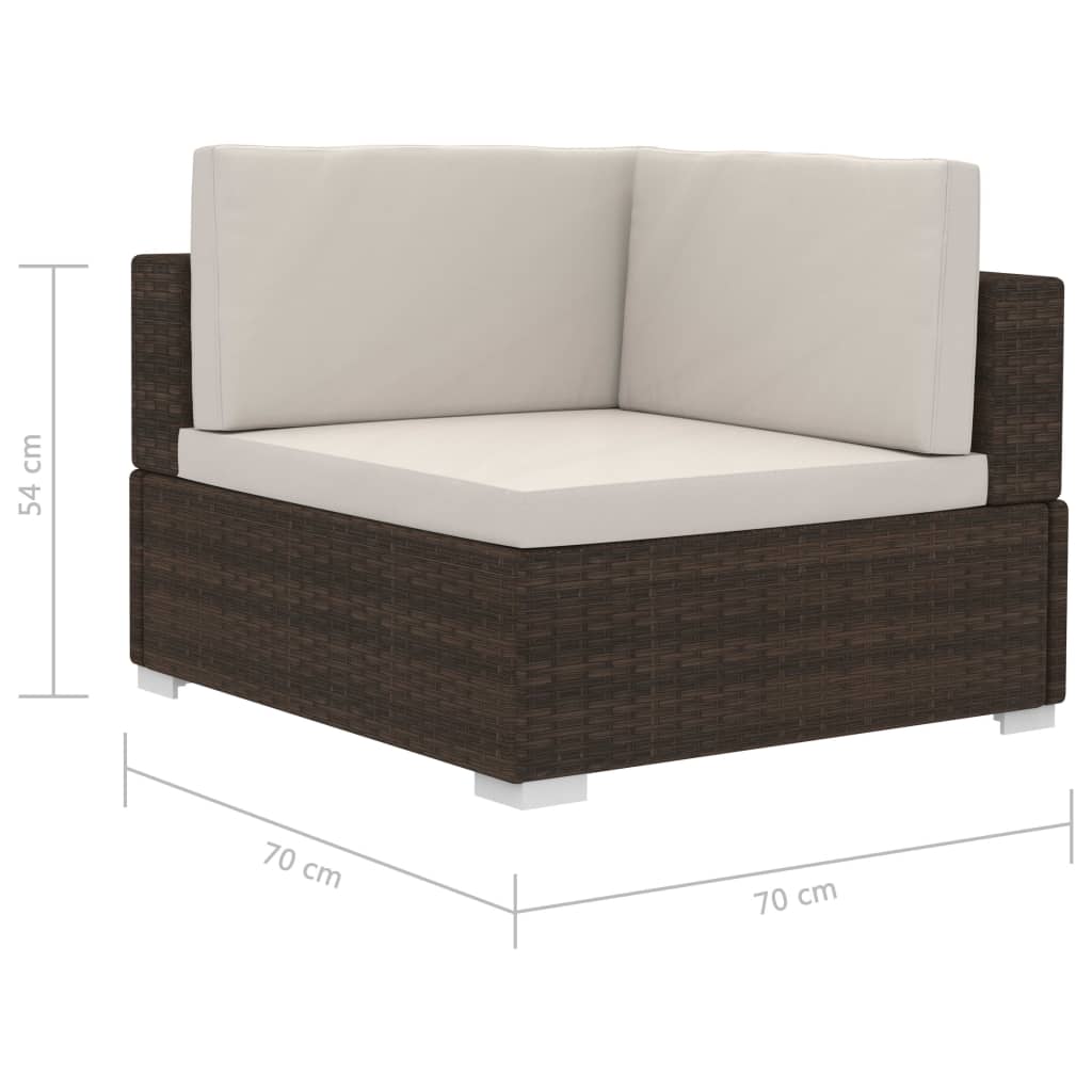 4 részes barna polyrattan kerti kanapészett párnákkal