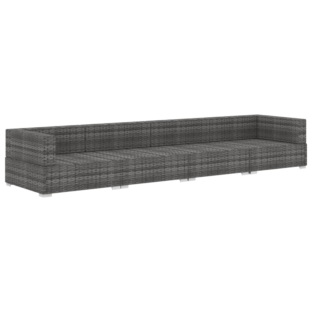 4 részes szürke polyrattan kerti kanapészett párnákkal
