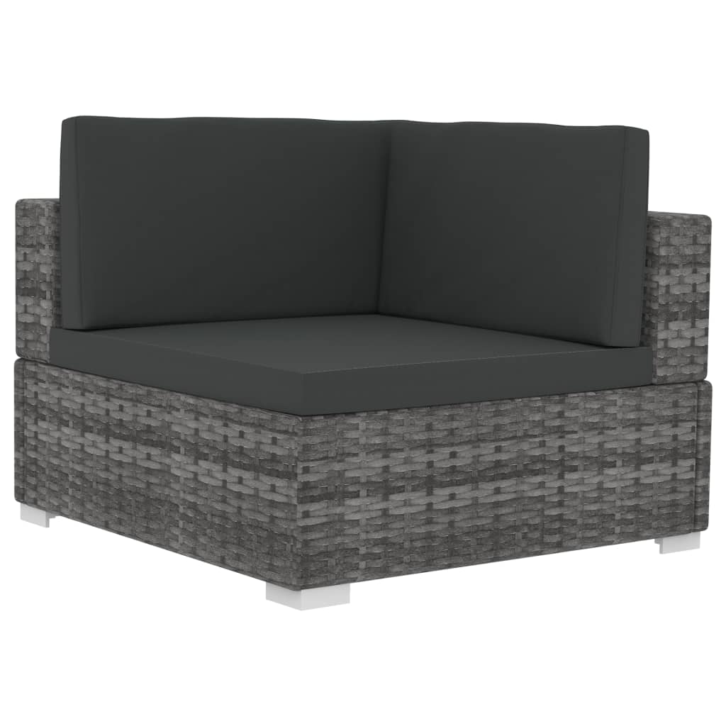4 részes szürke polyrattan kerti kanapészett párnákkal