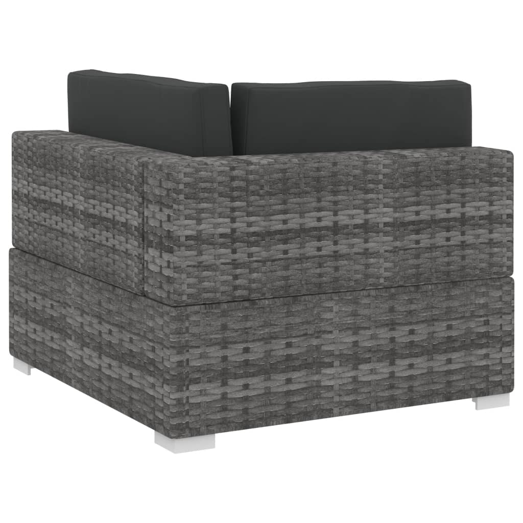 4 részes szürke polyrattan kerti kanapészett párnákkal