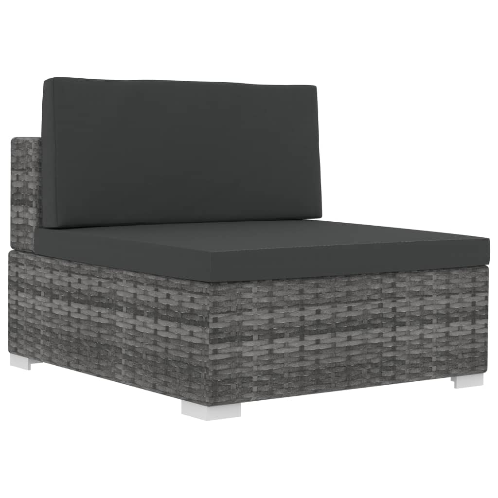4 részes szürke polyrattan kerti kanapészett párnákkal