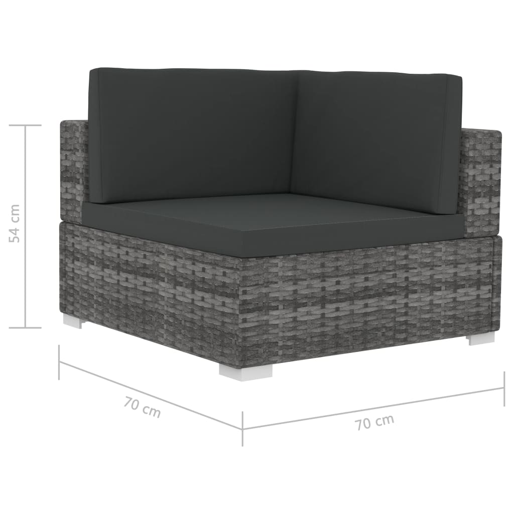 4 részes szürke polyrattan kerti kanapészett párnákkal