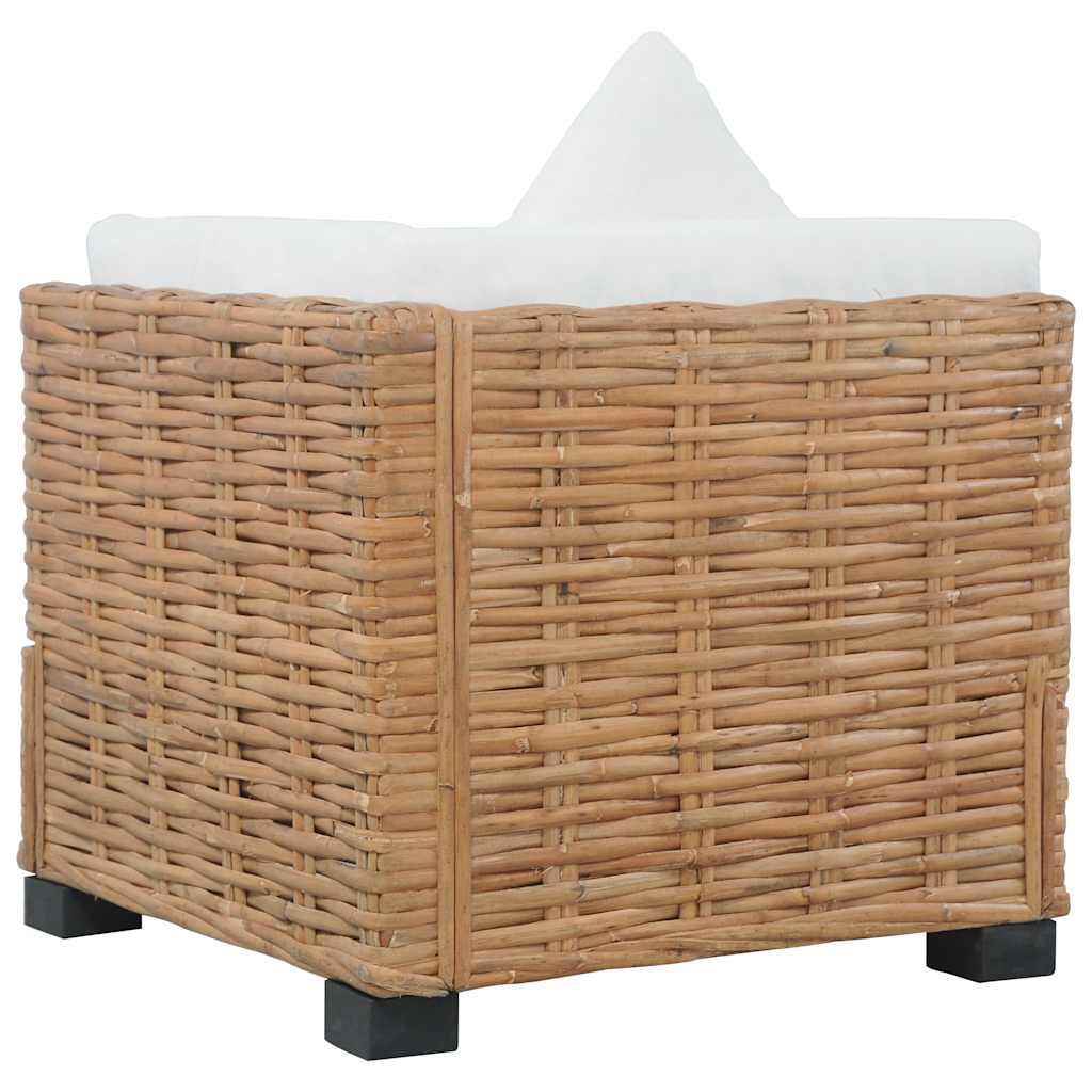 természetes rattan sarokkanapé párnával