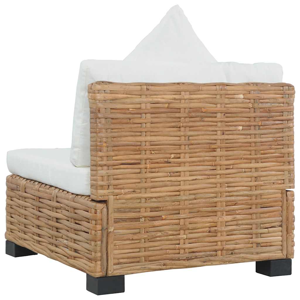 természetes rattan karfa nélküli kanapé párnával