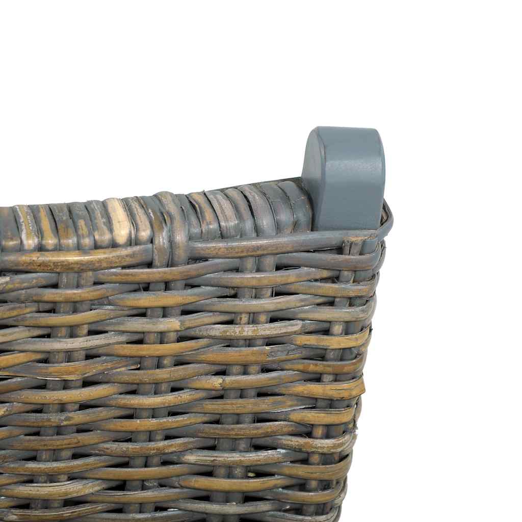 szürke természetes kubu rattan és tömör mahagóni pihenőszék