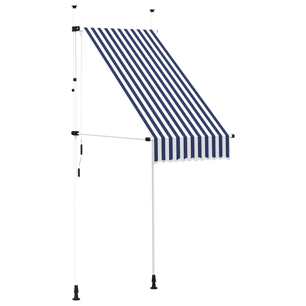 kék-fehér csíkos kézzel feltekerhető napellenző 100 cm