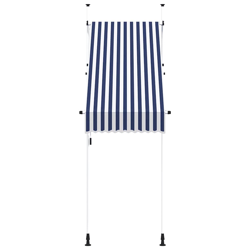 kék-fehér csíkos kézzel feltekerhető napellenző 100 cm