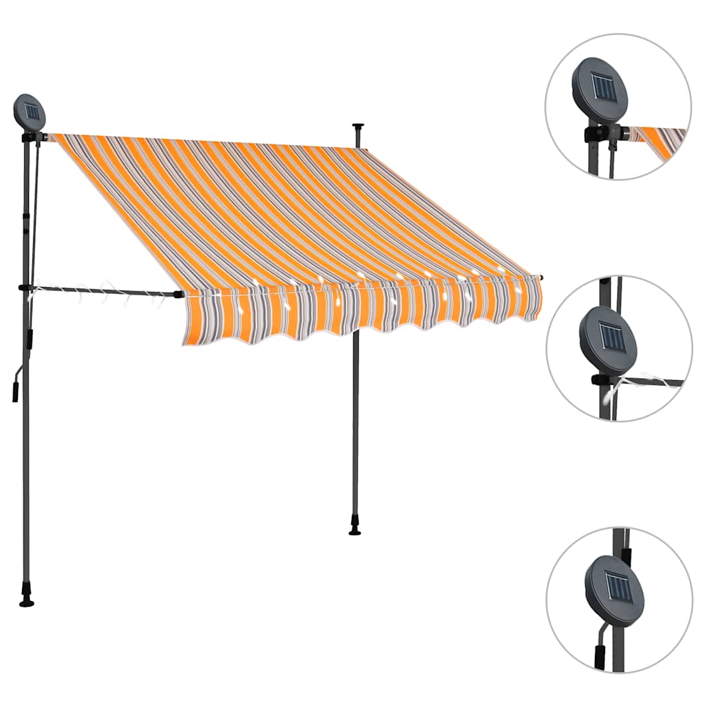 sárga és kék kézzel feltekerhető LED-es napellenző 150 cm