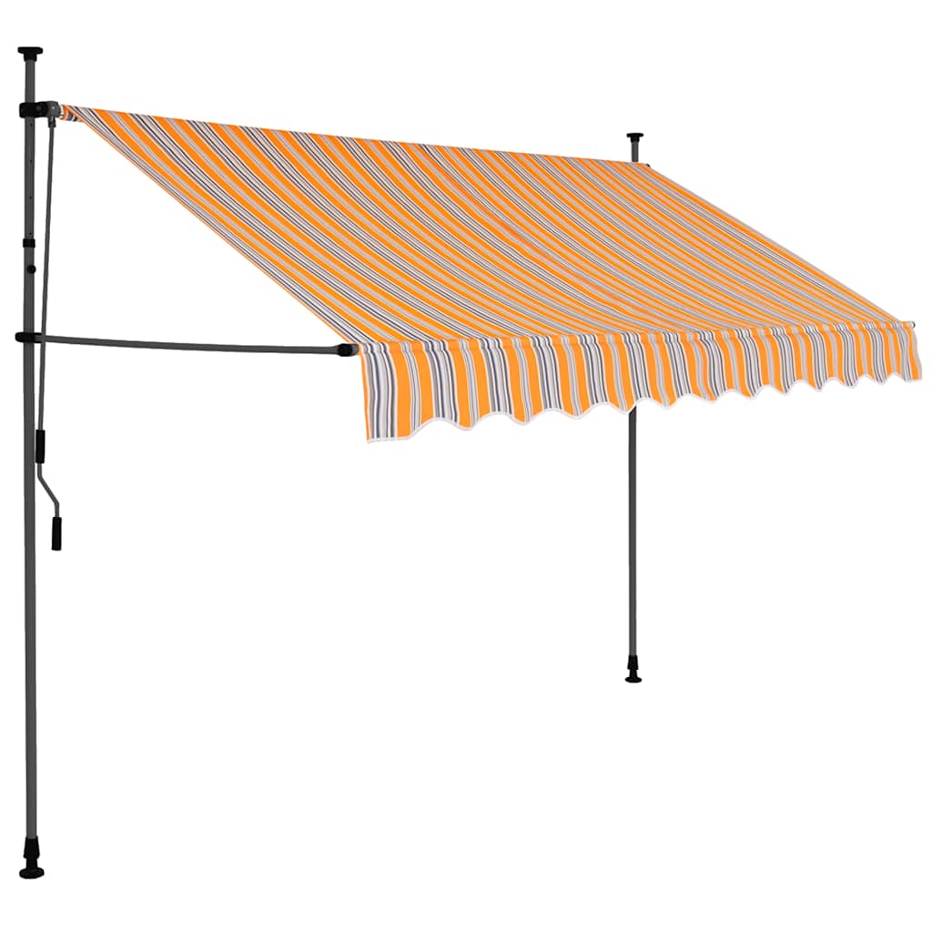 sárga és kék kézzel kihúzható LED-es napellenző 250 cm