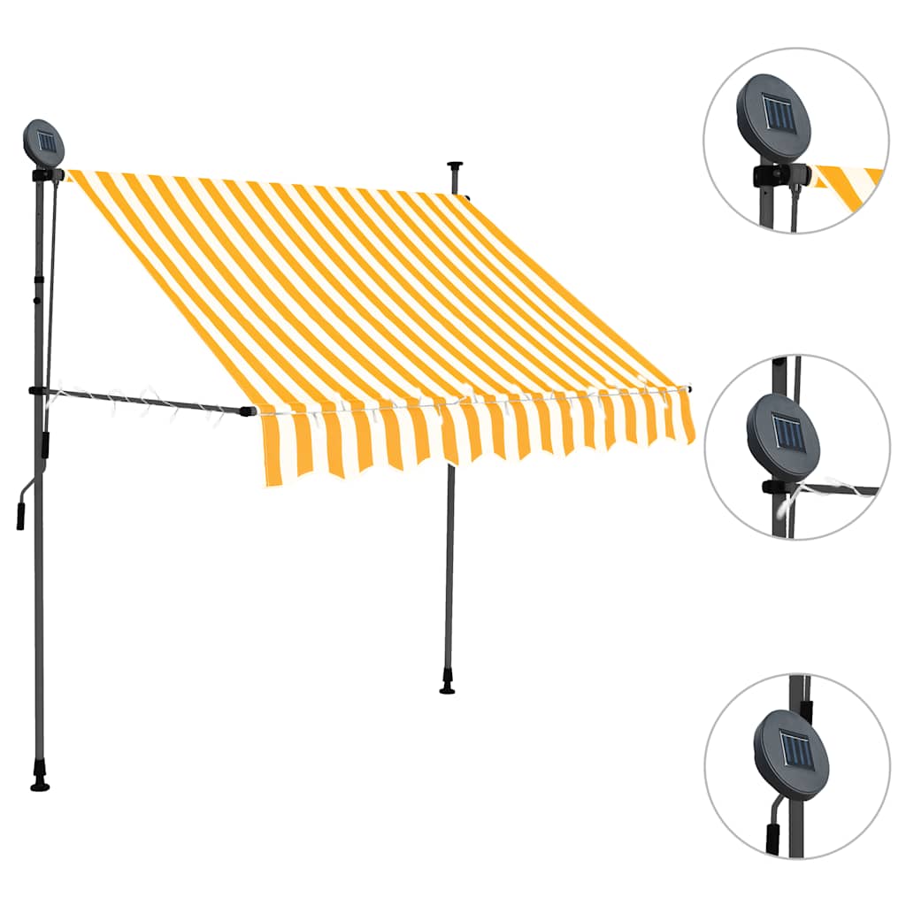 fehér-narancssárga manuális LED-es napellenző 150 cm