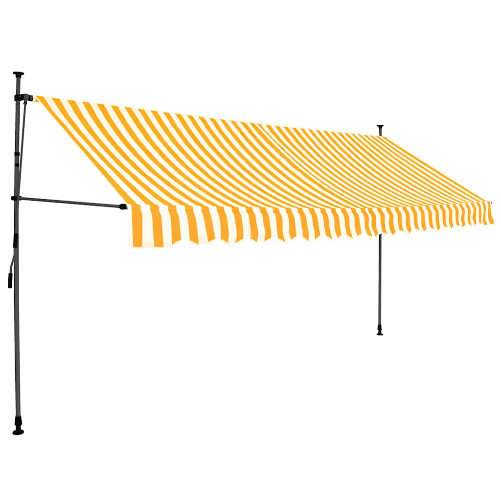 fehér-narancssárga kézzel kihúzható LED-es napellenző 350 cm