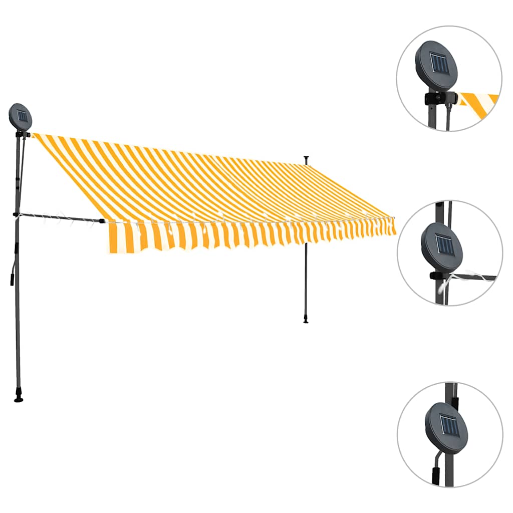 fehér-narancssárga kézzel kihúzható LED-es napellenző 350 cm