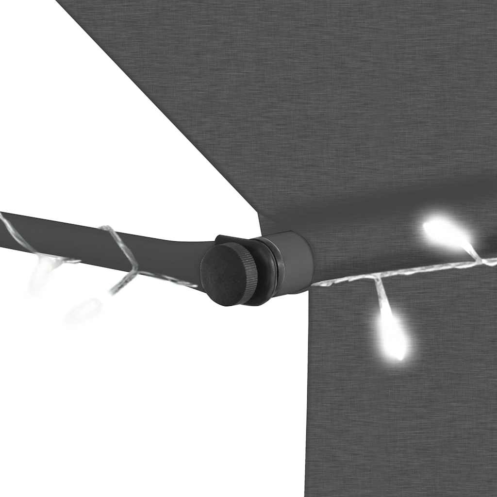 antracitszürke kézzel feltekerhető LED-es napellenző 100 cm