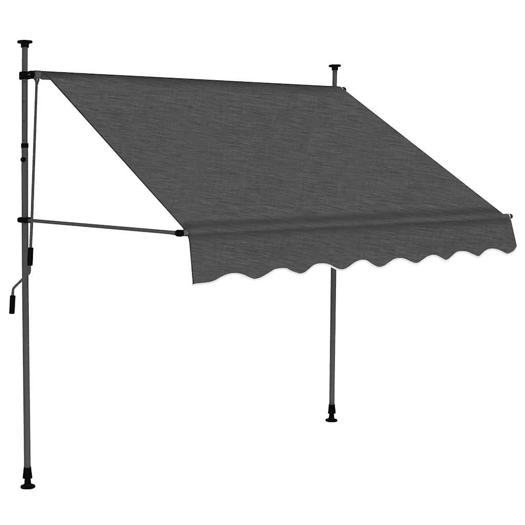 antracitszürke kézzel kihúzható LED-es napellenző 150 cm