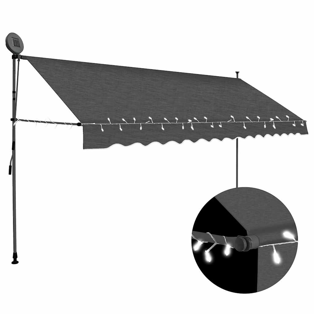 antracitszürke kézzel kihúzható LED-es napellenző 400 cm