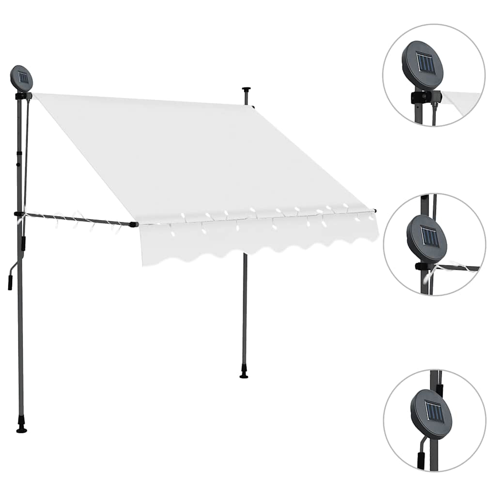 krémszínű kézzel kihúzható LED-es napellenző 100 cm