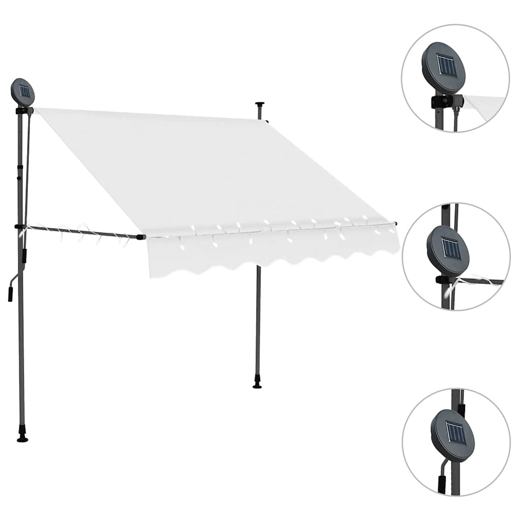 krémszínű kézzel kihúzható LED-es napellenző 150 cm