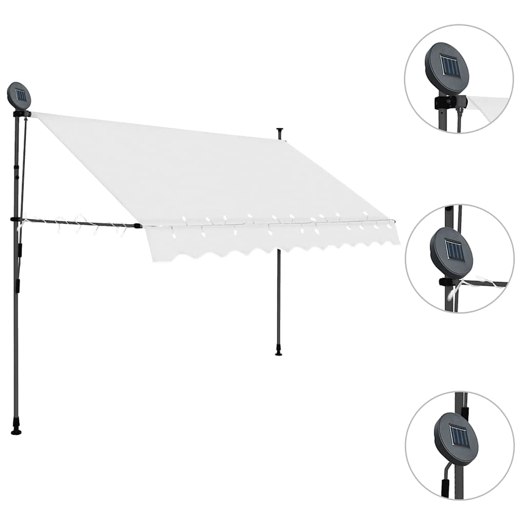 krémszínű kézzel kihúzható LED-es napellenző 250 cm