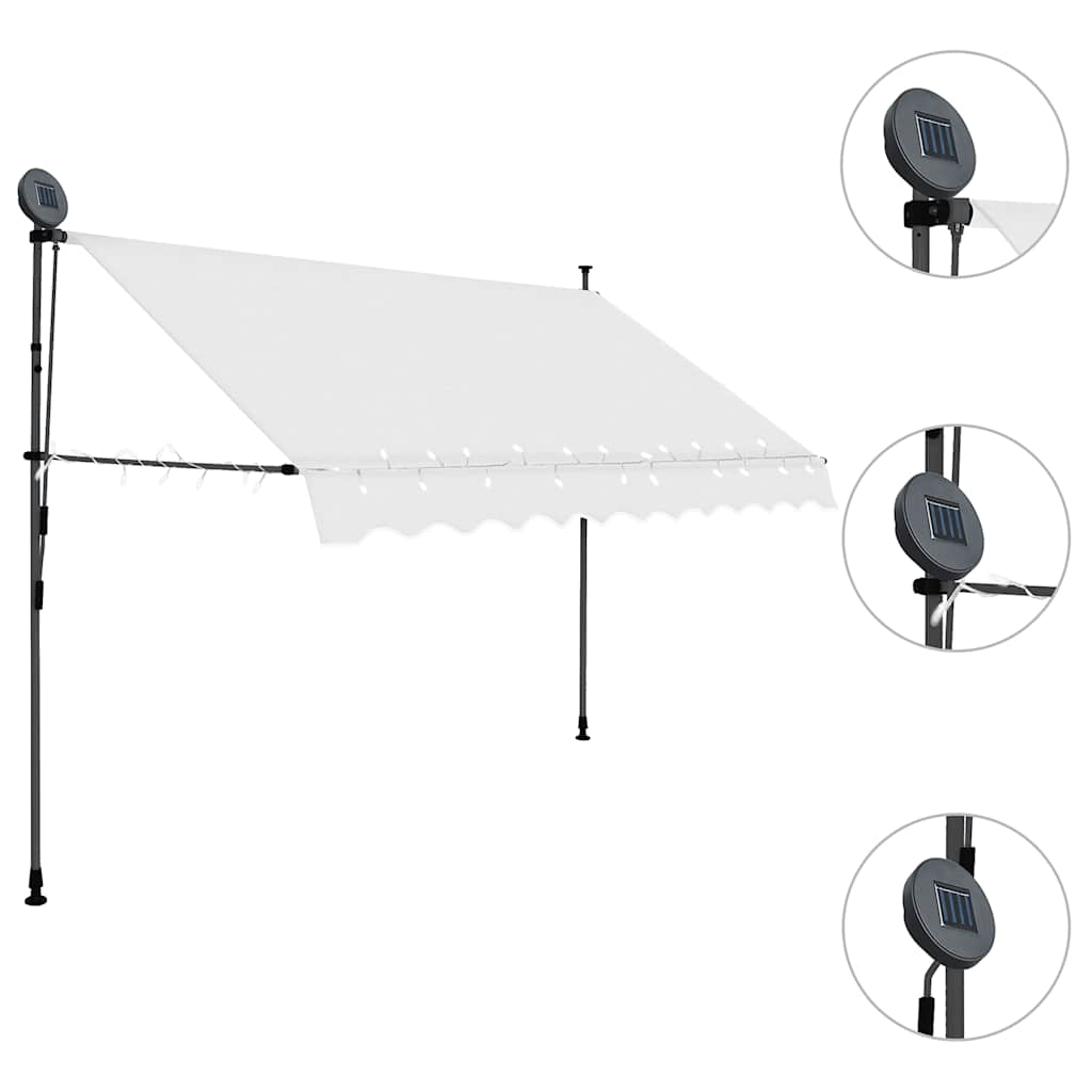 krémszínű kézzel kihúzható LED-es napellenző 300 cm