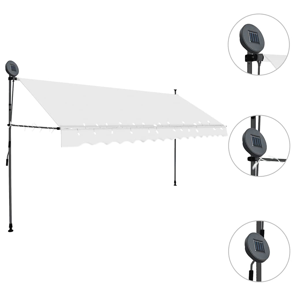 krémszínű kézzel kihúzható LED-es napellenző 350 cm