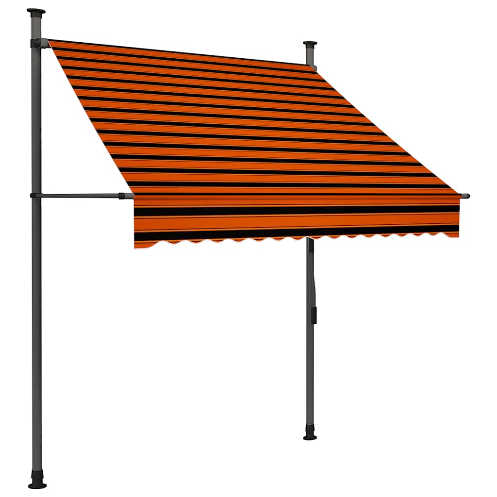narancssárga-barna kézzel feltekerhető LED-es napellenző 150 cm