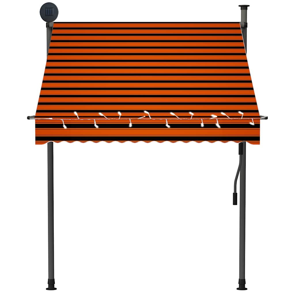 narancssárga-barna kézzel feltekerhető LED-es napellenző 150 cm