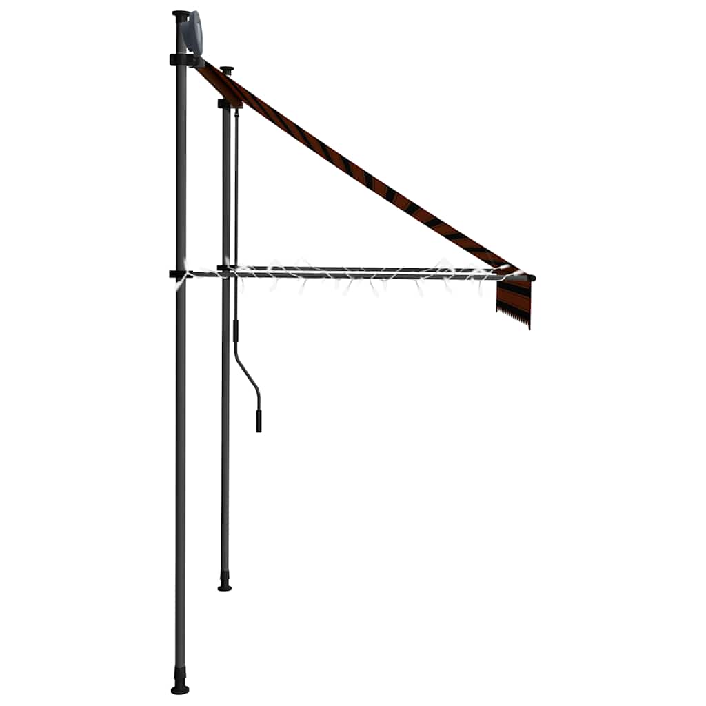narancssárga-barna kézzel feltekerhető LED-es napellenző 150 cm