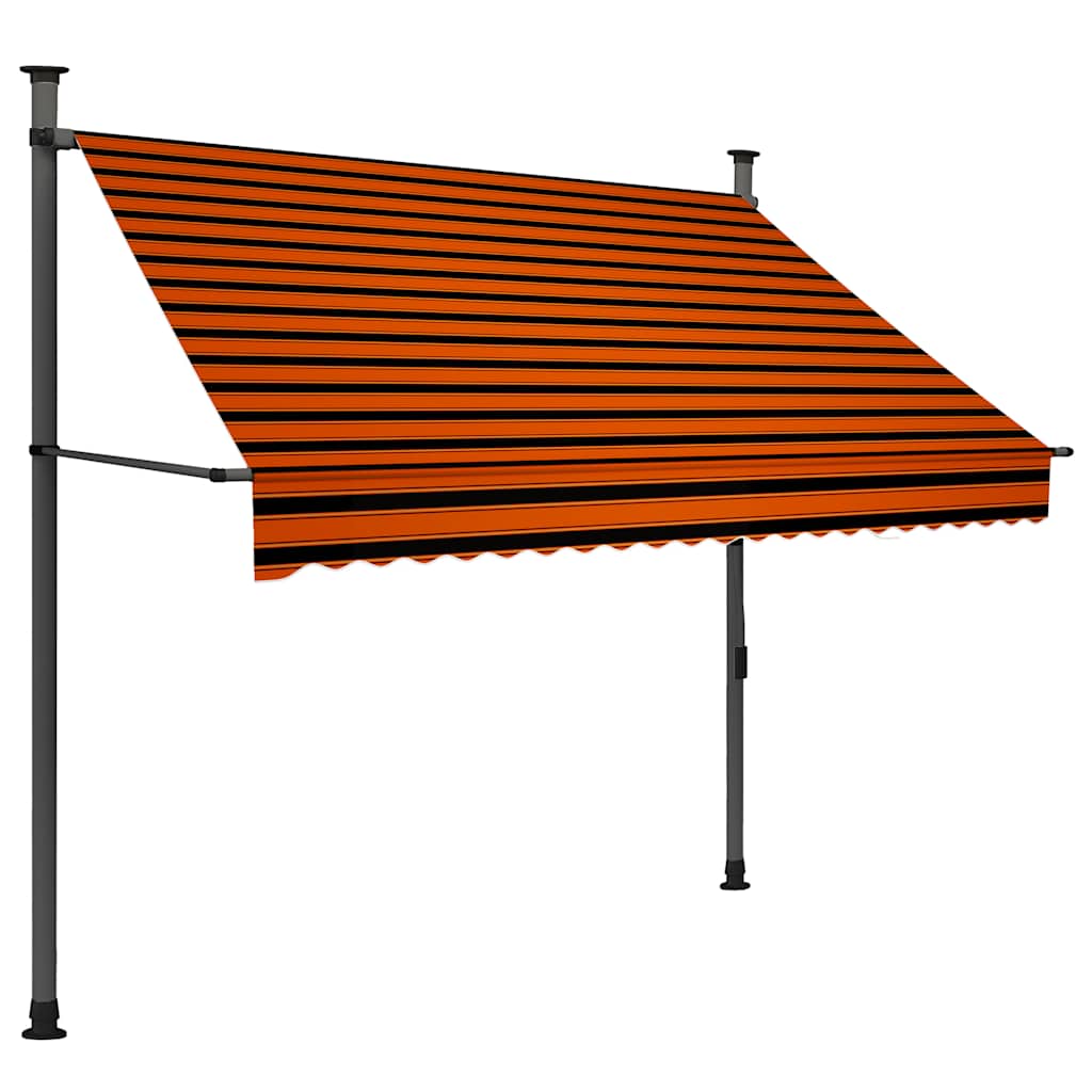 narancssárga-barna kézzel feltekerhető LED-es napellenző 200 cm