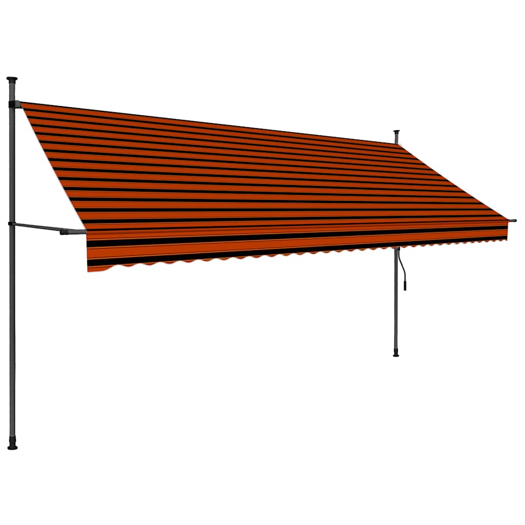 narancssárga-barna kézzel feltekerhető LED-es napellenző 350 cm