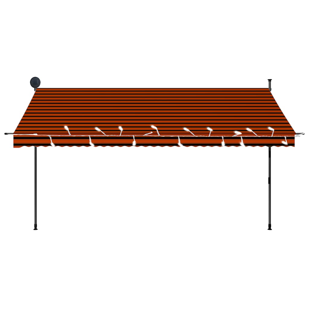 narancssárga-barna kézzel feltekerhető LED-es napellenző 350 cm